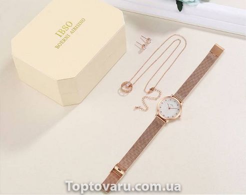 Жіночий подарунковий набір (годинник, сережки, ланцюжок з кулоном) Baosaili BOX IBSO 14831 фото