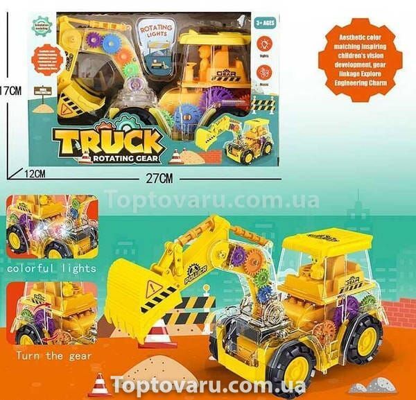 Іграшка Трактор з шестернями з підсвічуванням та звуком Truck Rotating Gear Жовтий 15316 фото