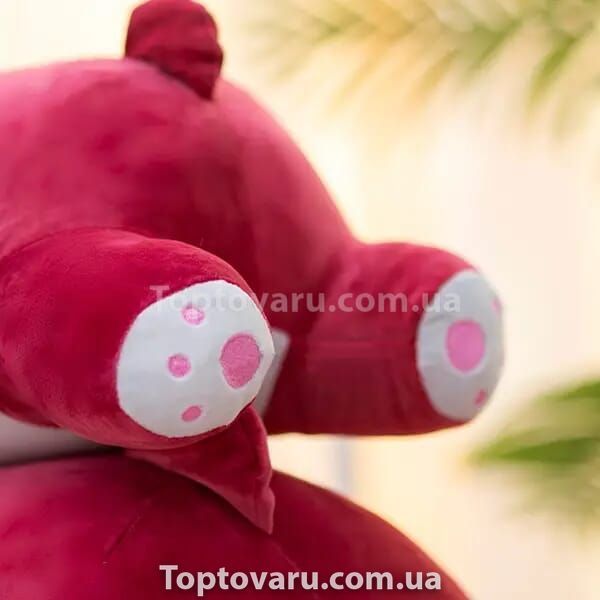 Іграшка-подушка ведмедик Lotso з пледом 3в1 Бордовий 9215 фото