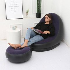 Надувной диван AIR SOFA | Надувное велюровое кресло с пуфиком Фиолетовый 17320 фото