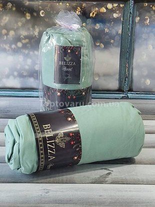 Простирадло на гумці (160х200см) з наволочками (50х70см) Belizza Mint Фланель Бавовна 16786 фото