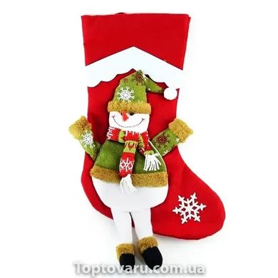 Носок новогодний для подарков Снеговик 47*30см 12509 фото