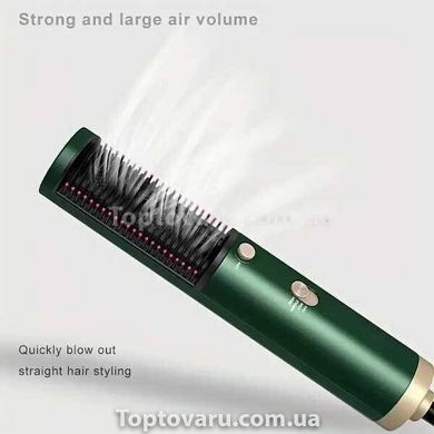 Расческа-выпрямитель для волос Фен-щетка 3 в 1 для укладки - Ramindong RD-157 Зеленая 12427 фото