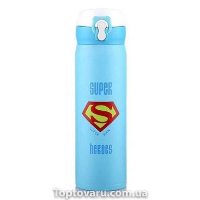 Термос Super Heroes (Супер Мен) Блакитний NEW фото