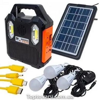 Портативная солнечная система Solar RT-903BT Радио, Bluetooth колонка, встроенный аккумулятор, 3 лампочки 3W 12000 фото