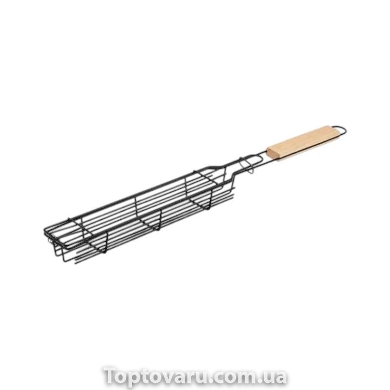 Сітка гриль для овочів із дерев'яною ручкою Kebab Seekh Holder 24366 фото