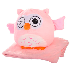 Іграшка-подушка Сова з пледом 3 в 1 Рожевий 8500 фото