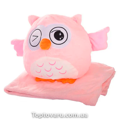 Игрушка-подушка Сова с пледом 3 в 1 Розовый 8500 фото
