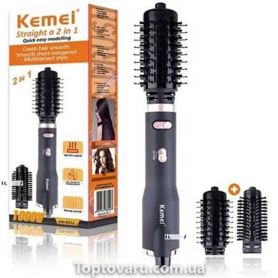 Фен-щётка для укладки волос Kemei 2 насадки 1000W KM-8022 Серый 13340 фото