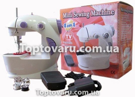 Швейная машинка портативная Mini Sewing Machine FHSM 201 с адаптером фиолетовая + подарок 1220 фото