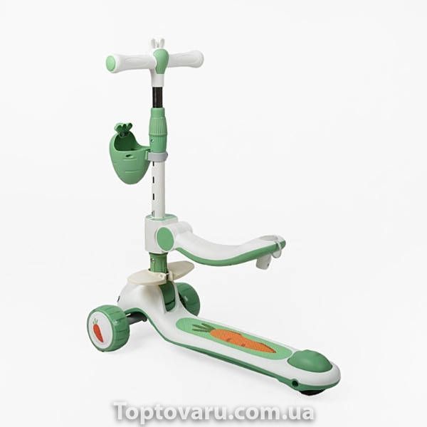 Самокат детский трехколесный с сидением, колеса PU 125х40мм Skyper T-2163/62 Салатовый 37097 фото