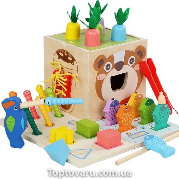 Куб логический шесть вариантов игры Montessori Toy Play Kits 13329 фото