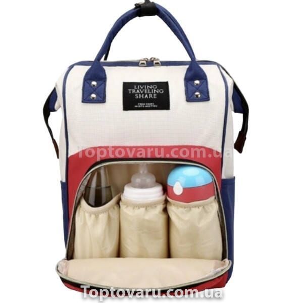 Сумка-рюкзак для мам Mom Bag Синя з червоним 20457 фото