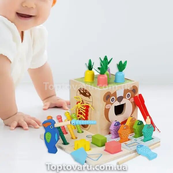 Куб логический шесть вариантов игры Montessori Toy Play Kits 13329 фото