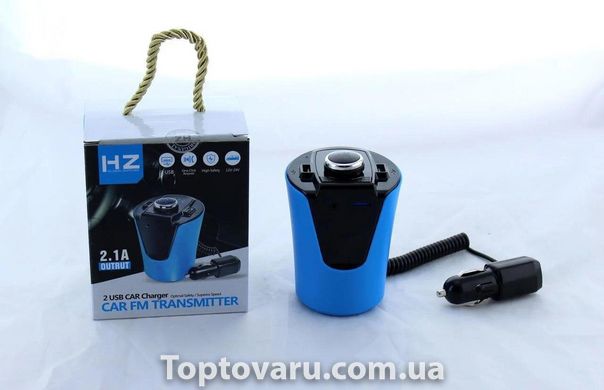 Автомобільний трансмітер FM MOD. H26 + BT (BX6) від прикурювача Синій 2283 фото