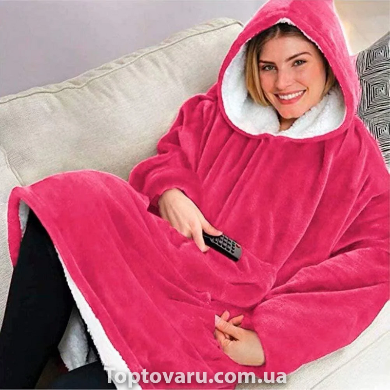 Толстовка-плед з капюшоном Huggle Hoodie Малиновий 3342 фото