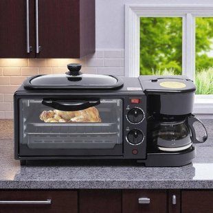 Печь-гриль-кофеварка 3в1 1050Вт Domotec MS 5308B Черная 28561 фото