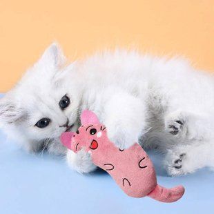 Игрушка Мышка с кошачьей мятой для домашних любимцев 15см Розовая 33937 фото