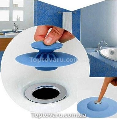 Фильтр-заглушка, пробка для ванны силиконовая Синяя 11575 фото