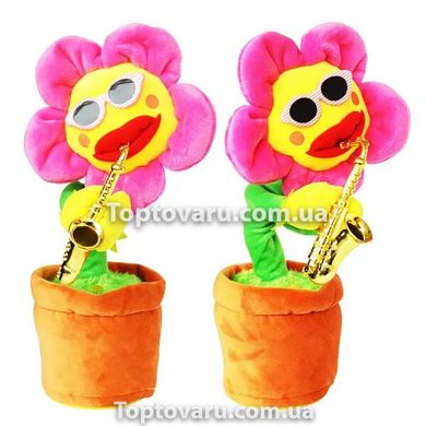Танцующий поющий цветок саксофонист Dancing Sunflower Розовый 8718 фото