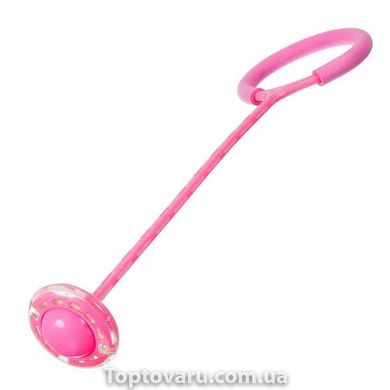 Скакалка на одну ногу со светящимся роликом (нейроскакалка) Sunroz с LED Розовая 15228 фото