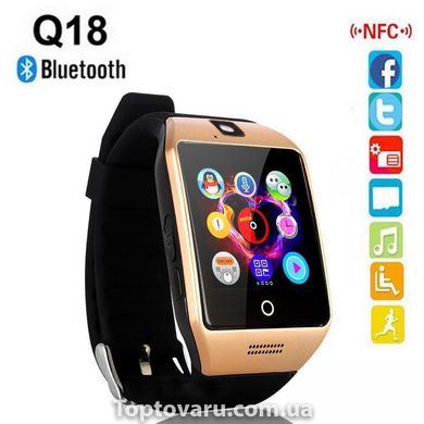 Розумний годинник Smart Watch Q18 чорні с золотом 232 фото