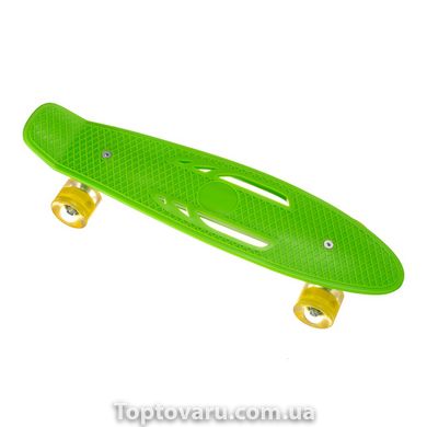 Скейт Пенни борд Best Board S206, колеса PU светящиеся, дека с ручкой Зеленый 2313 фото