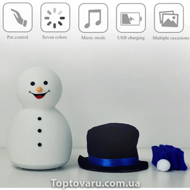 Дитячий силіконовий нічник іграшка Сніговик Синій 7132 фото