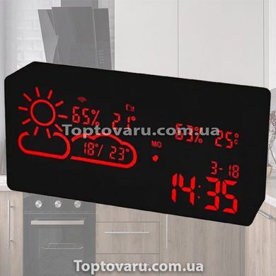 Настольные часы VST-882 черные с красной подсветкой 3759 фото