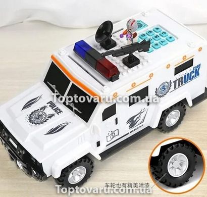 Машинка скарбничка з кодовим замком і відбитком Cash Truck Hummer Bank Series Біла 7335 фото