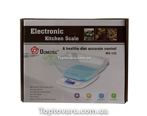 Ваги кухонні електронні Domotec ACS 125 (до 7 кг) зі знімною чашею Помаранчеві 6096 фото