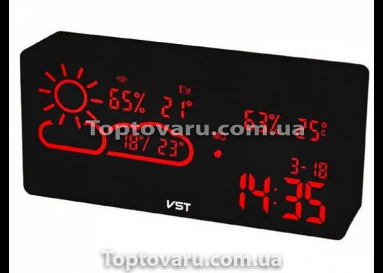 Настільний годинник VST-882 чорні з червоним підсвічуванням 3759 фото