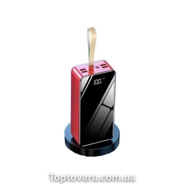 Power Bank із вбудованими кабелями для заряджання та ліхтариком USB, MicroUSB, TypeC 40000mAh Червоний 34794 фото
