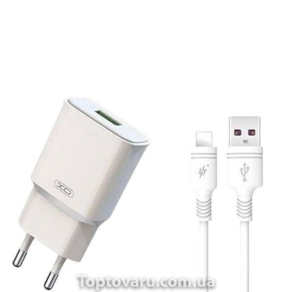 Мережевий зарядний пристрій блок живлення XO L92D QC3.0 18W with Lightning cable 34650 фото