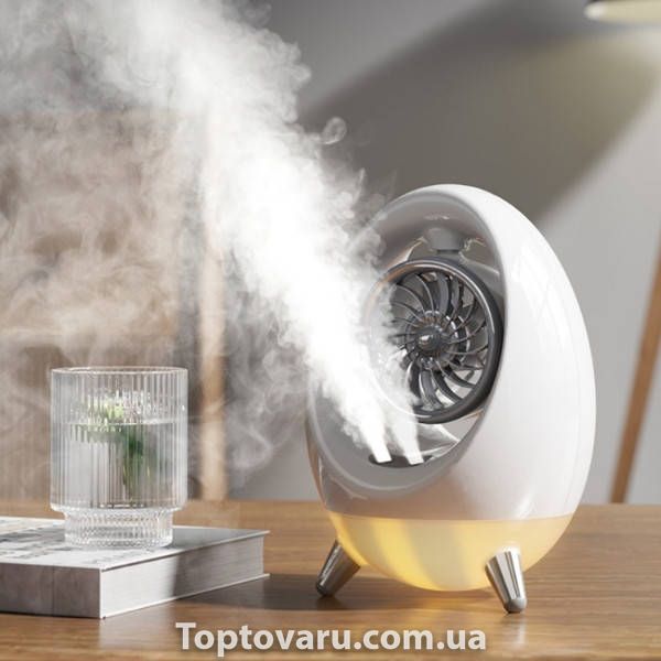 Вентилятор настольный аккумуляторный с увлажнителем Яйцо SPRAY COLD AIR FAN Белый 19707 фото