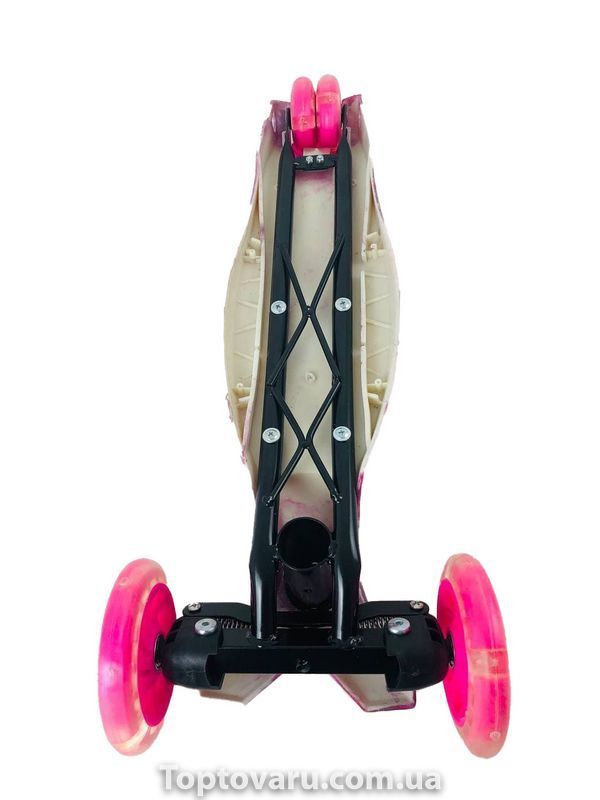 Дитячий самокат Scooter SL-4Z світяться колеса і складна ручка Рожевий космос 3934 фото