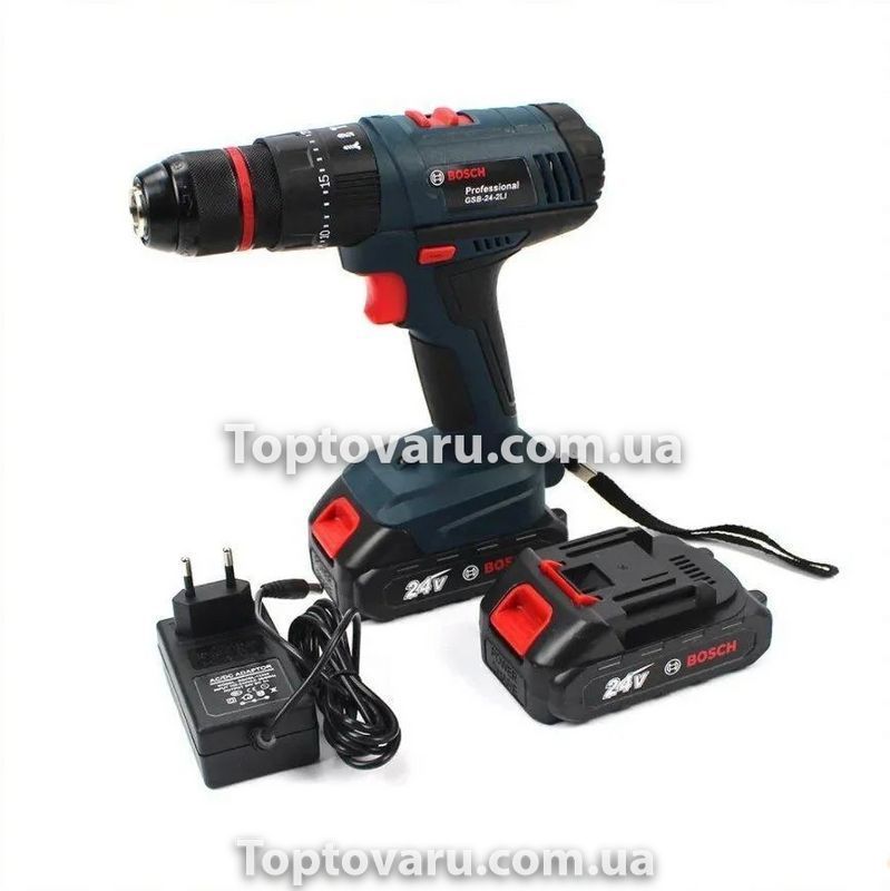 Шуруповерт аккумуляторный BOSCH GSB-24-2LI с набором инструментов 6642 фото