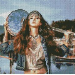 Алмазна мозаїка Strateg ПРЕМІУМ Дівчина з мандалиною розміром 30х30 см CA-0051 CA-0051-00002 фото