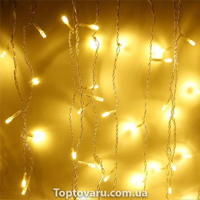 Гирлянда штора 120 LED Жёлтый 1.5m прозрачный провод + Подарок 3398 фото