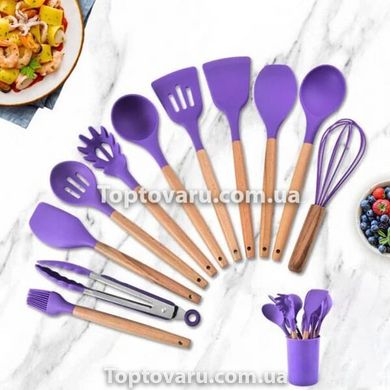 Кухонний набір з 12 предметів Kitchen Art з бамбуковою ручкою Фіолетовий 7290 фото