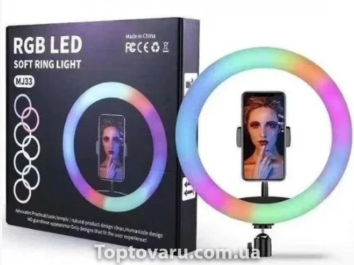 Кільцева світлодіодна Led лампа для Селфі MJ20 RGB 20 см 3240 фото