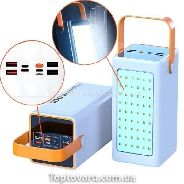 Power Bank 100000 mAh с ремешком и фонарем YM-655 Белый 23564 фото