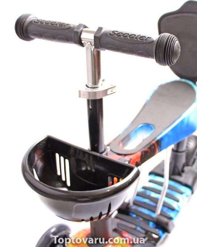 Дитячий самокат триколісний 5в1 з батьківською ручкою Children's Scooter Чорний 5623 фото