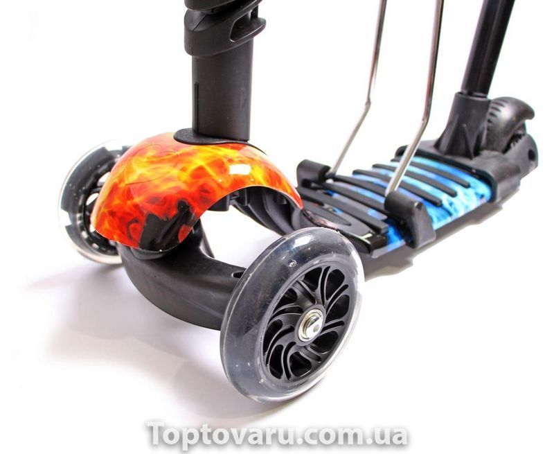 Дитячий самокат триколісний 5в1 з батьківською ручкою Children's Scooter Чорний 5623 фото