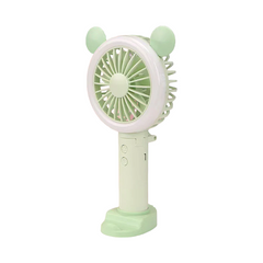 Ручной вентилятор с подсветкой RGB с ушками зеленый 11337 фото