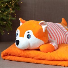 Игрушка-подушка Волк с пледом 3 в 1 Оранжевый 5645 фото