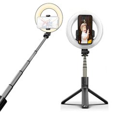 Кільцева лампа на тринозі Selfie Stick RGB MG-07 Чорна