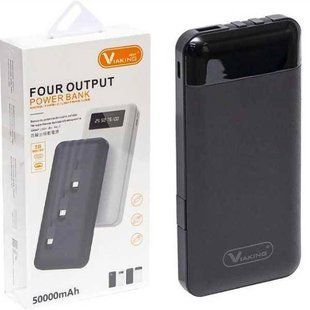 Power bank 50000mAh с проводами 3в1 Viaking N6 Черный 13351 фото