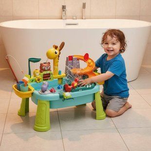 Столик водний з риболовлею Жирафік WD 812B 39 елементів 59*33*42см з механічною подачею води та вудками Різнокольоровий 38243 фото