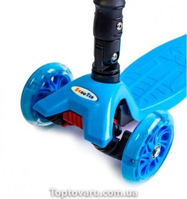 Дитячий триколісний самокат Scooter MAXI зі складним кермом і колесами, що світяться Блакитний 4093 фото